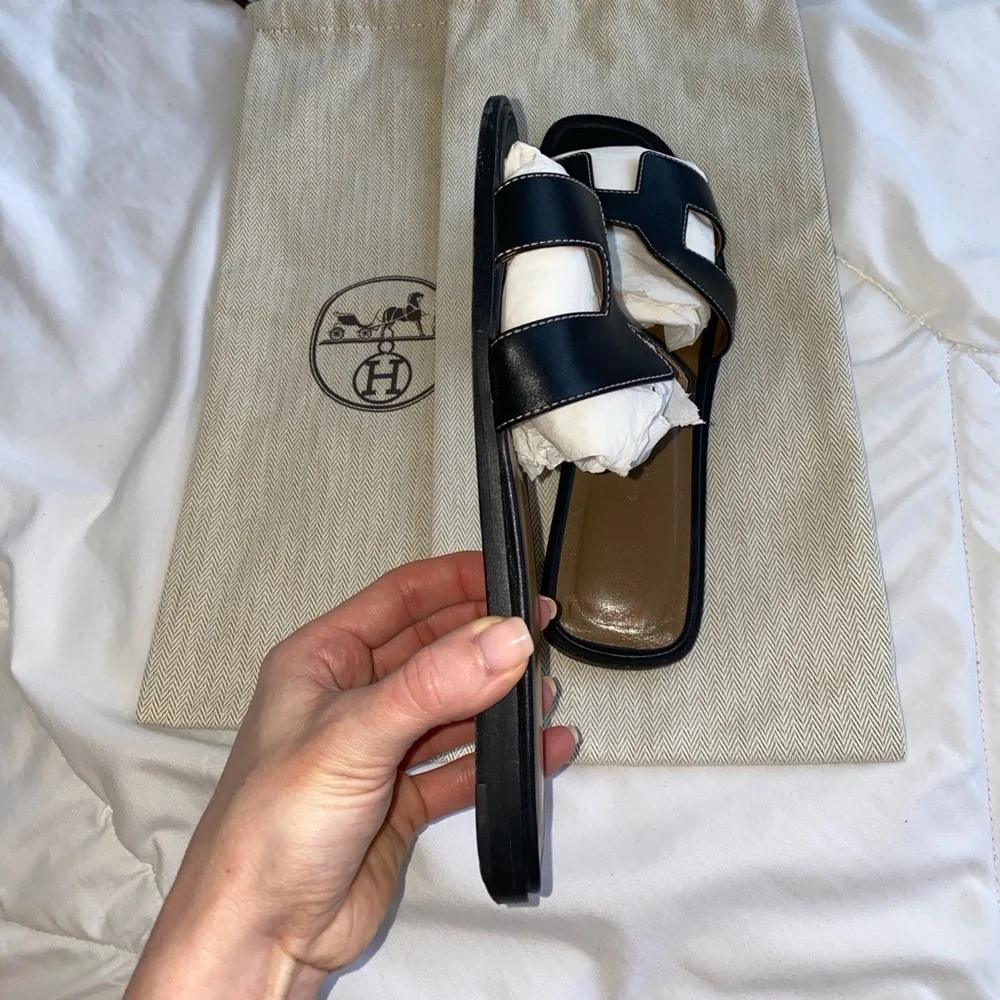 Hermes Black Oran Sandals size 37 - Picture 4 of 13